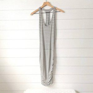 Athleta Ember gray striped sleeveless ruched racerback casual dress athleisure